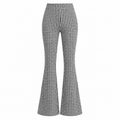 ÉLODIE Women's Steel Blue Check Hemp Seersucker Flare Trousers