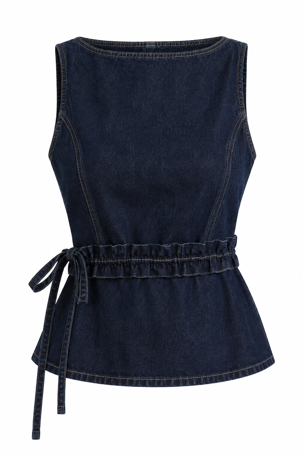 LOUISE Women's Dark Indigo Side Tie Denim Shell Top