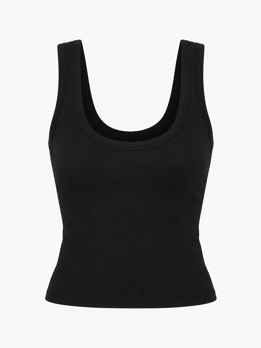 VALENTINA Women's Black Astra V-Neck Ribbed Tank Top