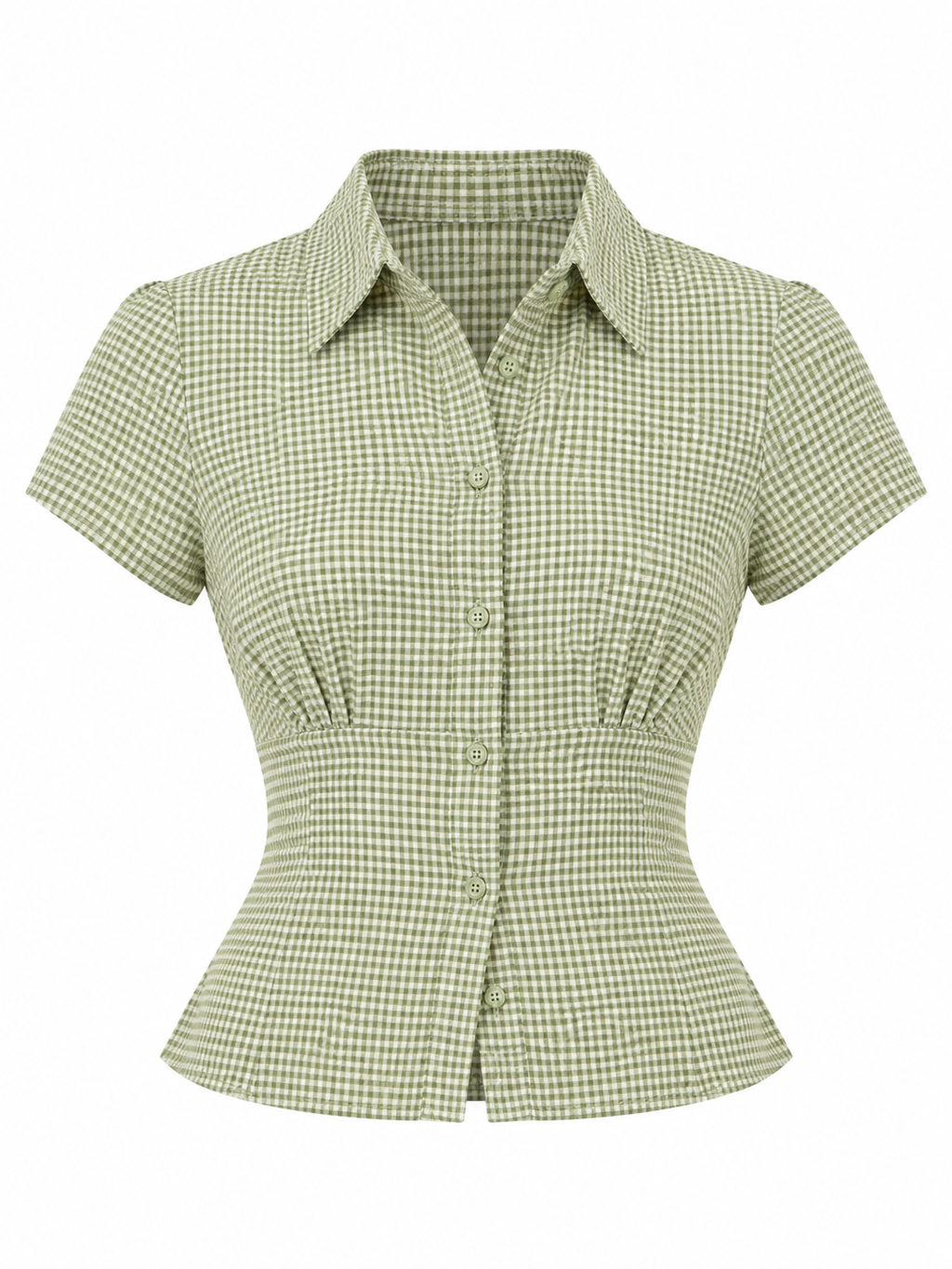 CELESTE Women's Sage Check Evie Indy Hemp Button Up Shirt