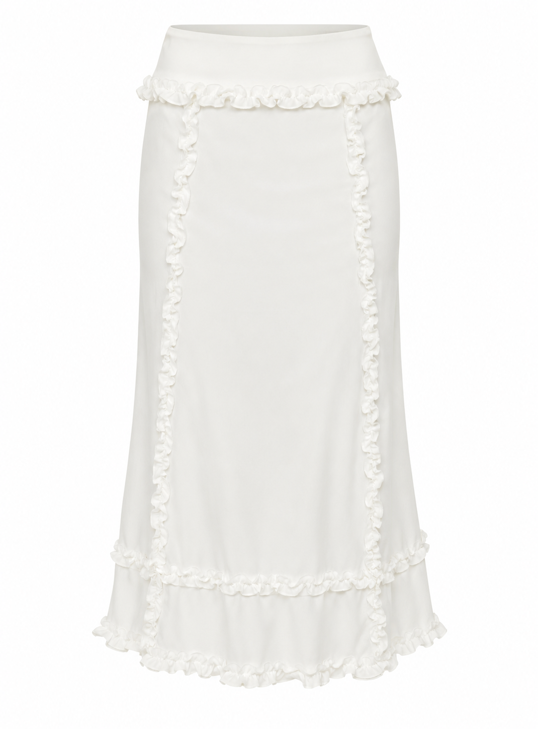 FLORA Women's White Sannah Ruffle Tiered Midi Skirt