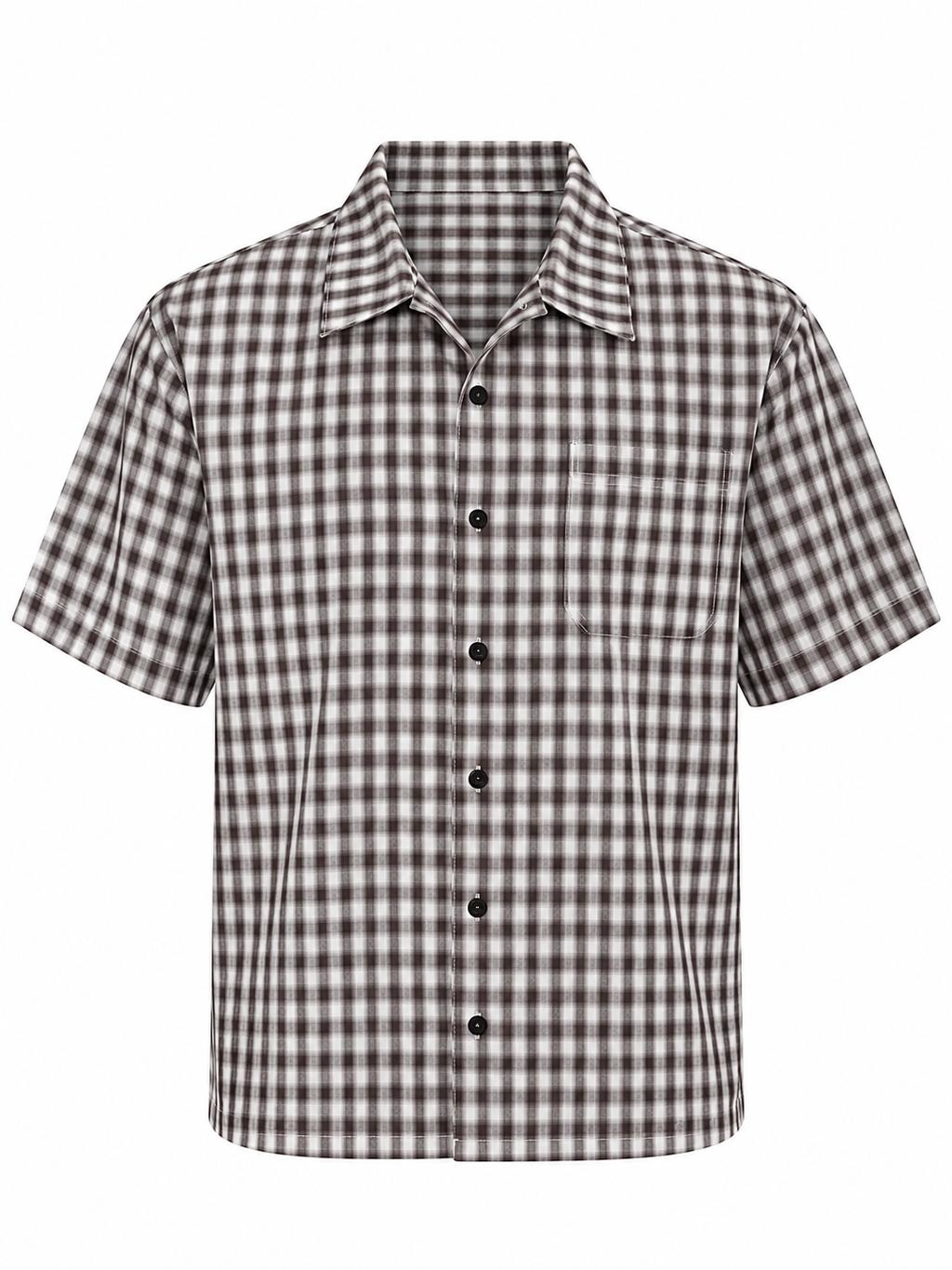 SANTIAGO Men's Black Stagger Cropped Short Sleeve Shirt
