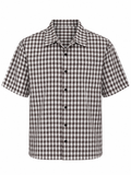 SANTIAGO Men's Black Stagger Cropped Short Sleeve Shirt