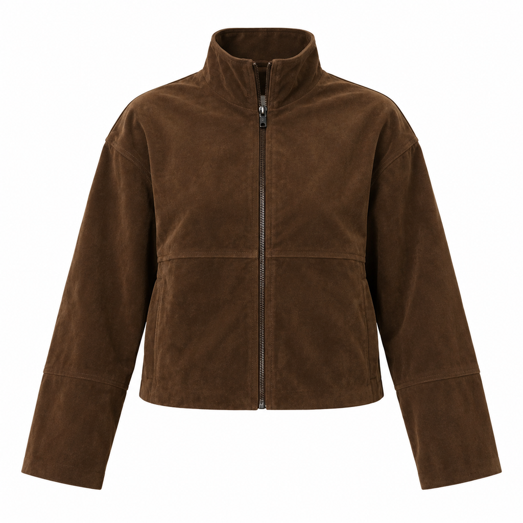 FLORA Women's Brown Jessalynn Faux Suede Zip Jacket