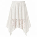 ISADORA Women's White Natalia Lace Asymmetric Handkerchief Skirt