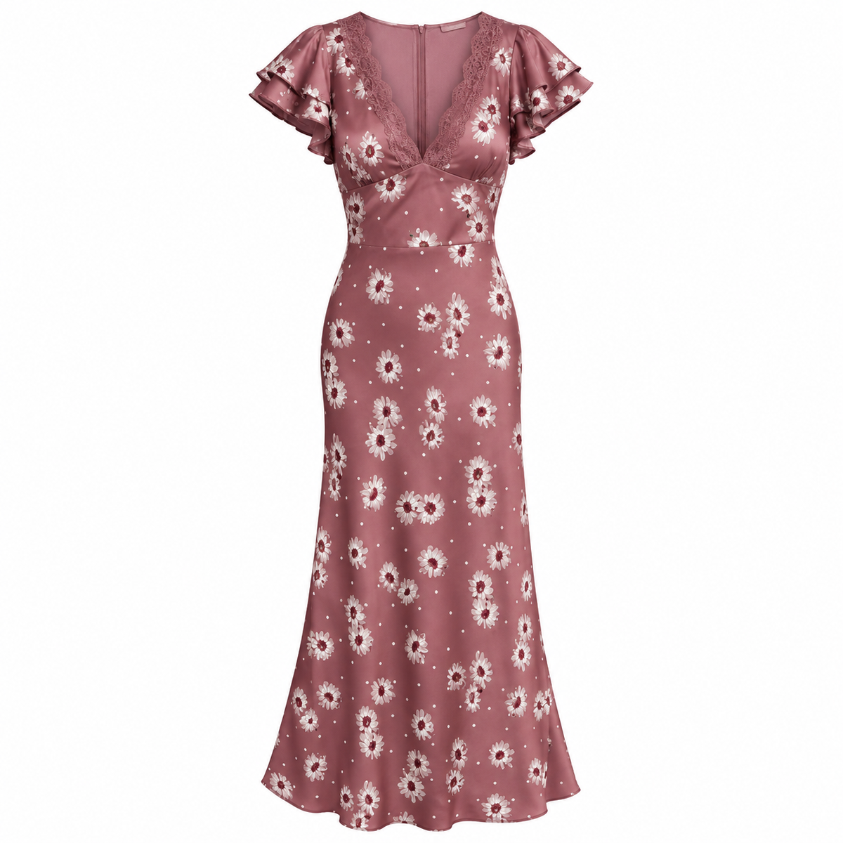 CAMILLA Women's Brown Polka Dot Cap Sleeve Maxi Dress