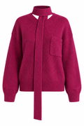AMÉLIE Women's Magenta Alphia Neck Tie Alpaca Blend Jumper