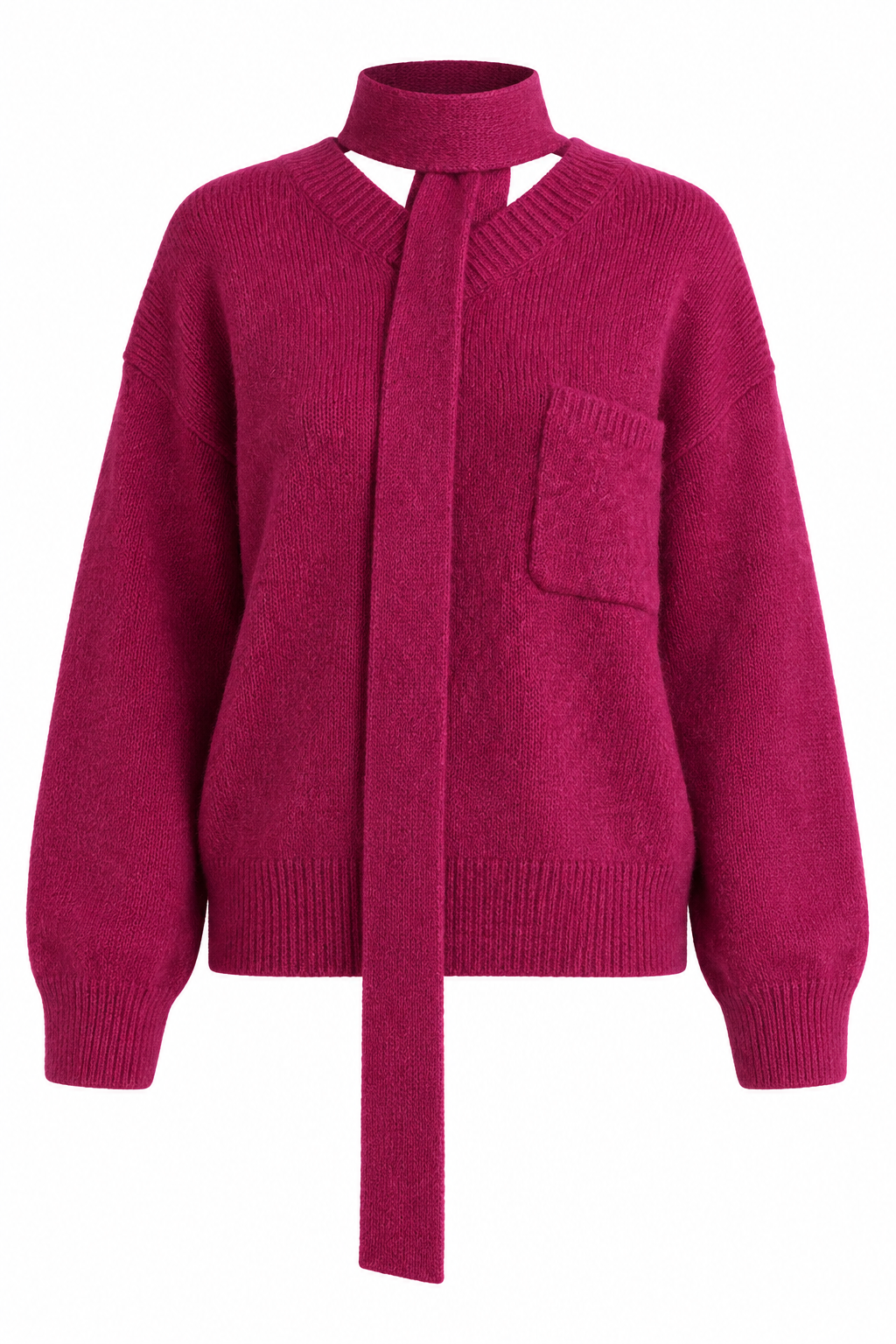 AMÉLIE Women's Magenta Alphia Neck Tie Alpaca Blend Jumper