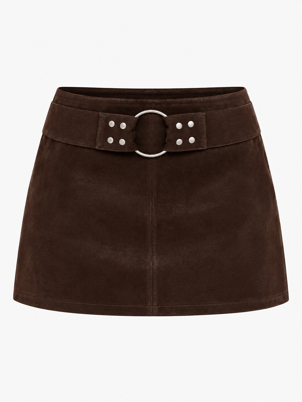 ADELAIDE Women's Mocha Suede Belted O-Ring Mini Skort
