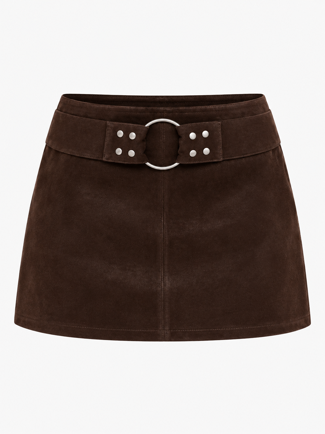 ADELAIDE Women's Mocha Suede Belted O-Ring Mini Skort