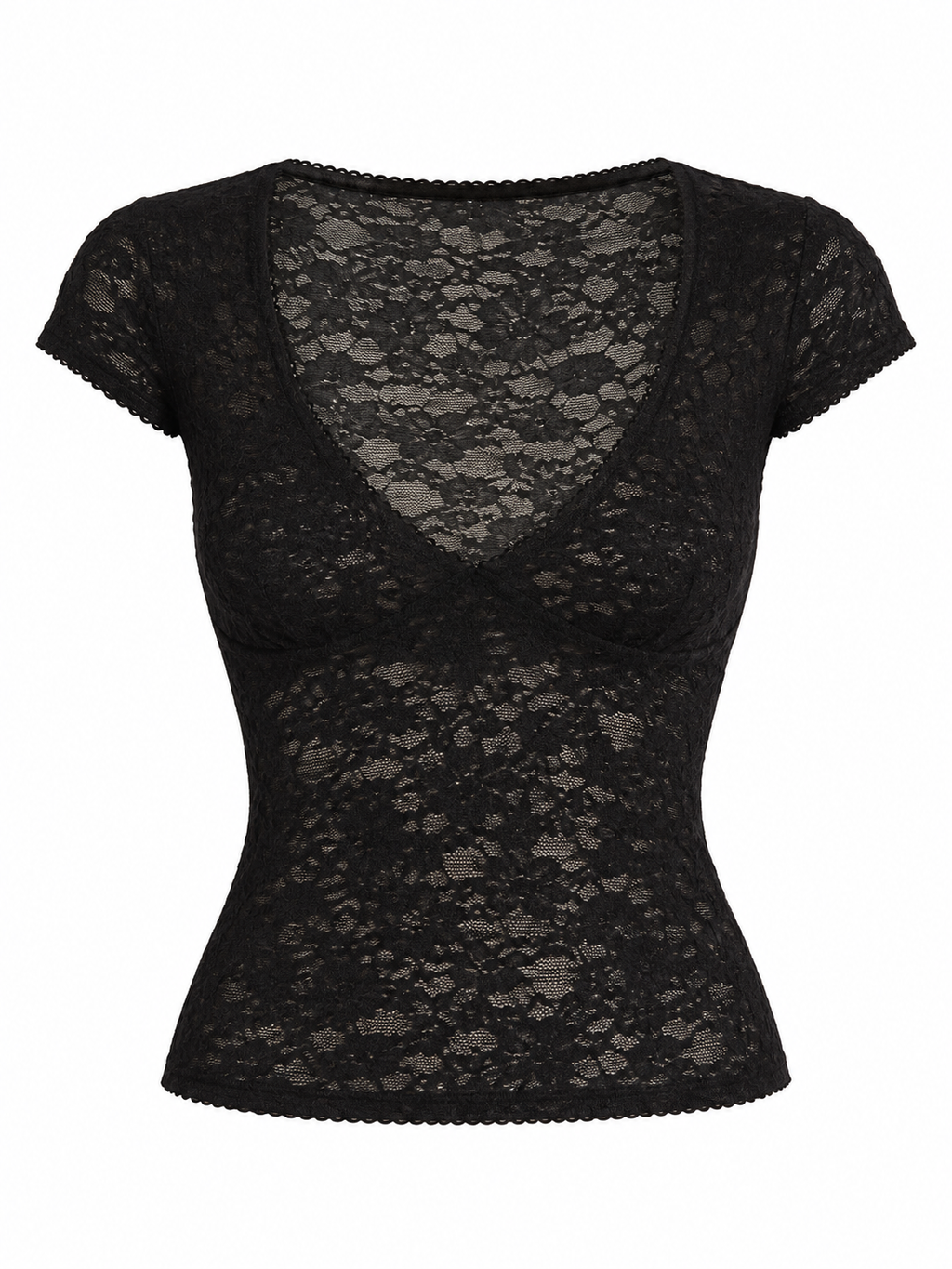 AMÉLIE Women's Black Sanjana Floral Lace V-Neck Cami Top