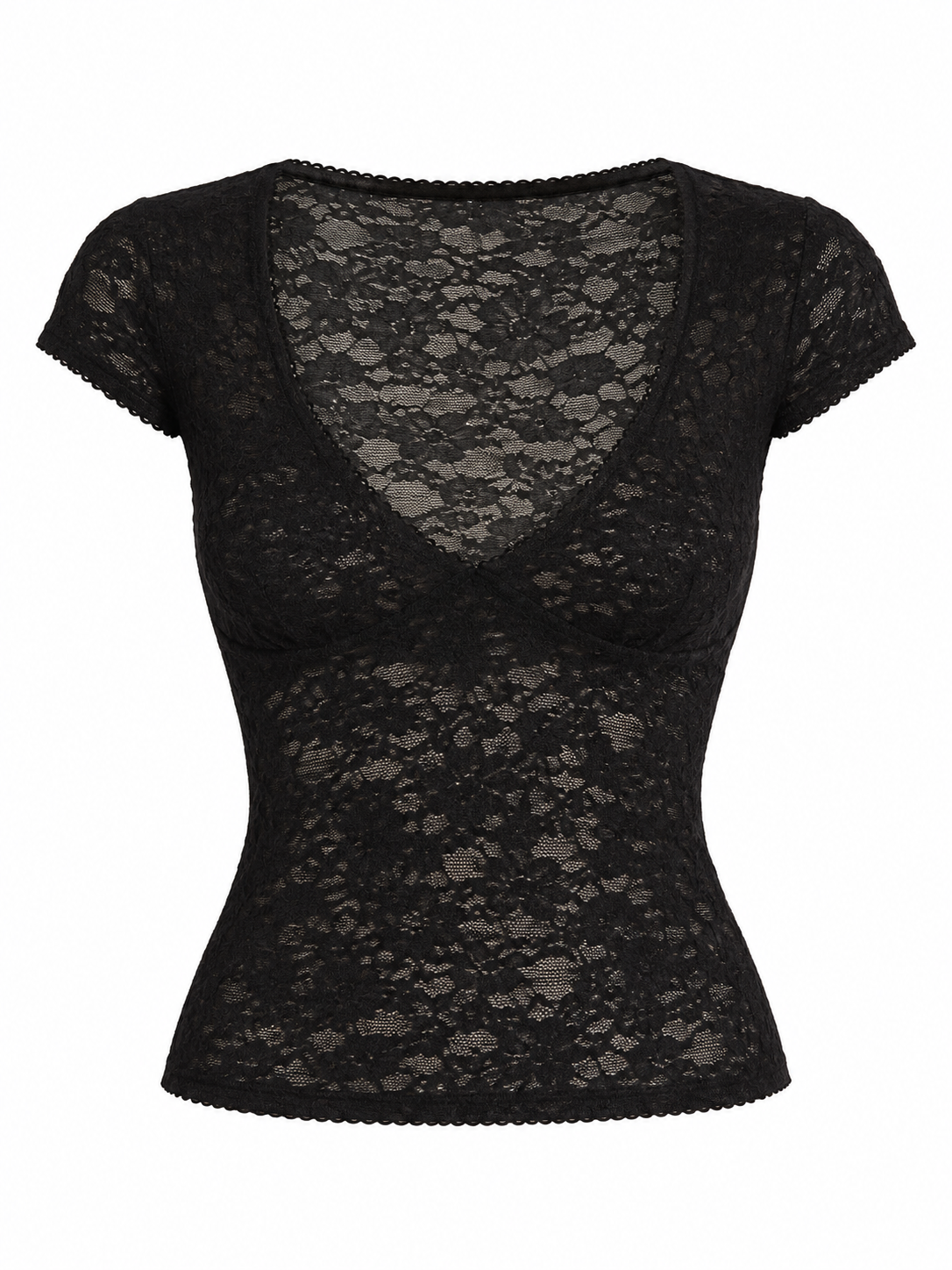 AMÉLIE Women's Black Sanjana Floral Lace V-Neck Cami Top
