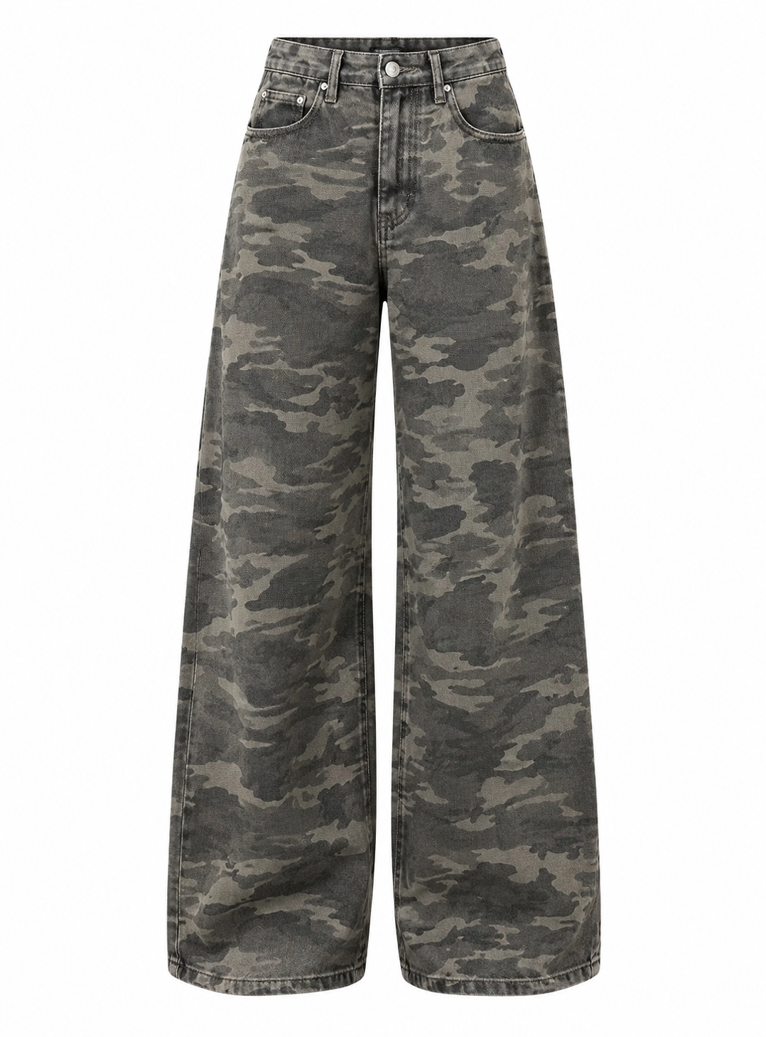 ISADORA Women's Camo Print Naylor Mid Rise Baggy Jeans