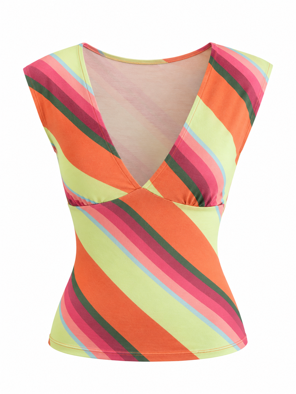 FLORA Women's Retro Blue Stripe Emberlo Tie Front Crop Top