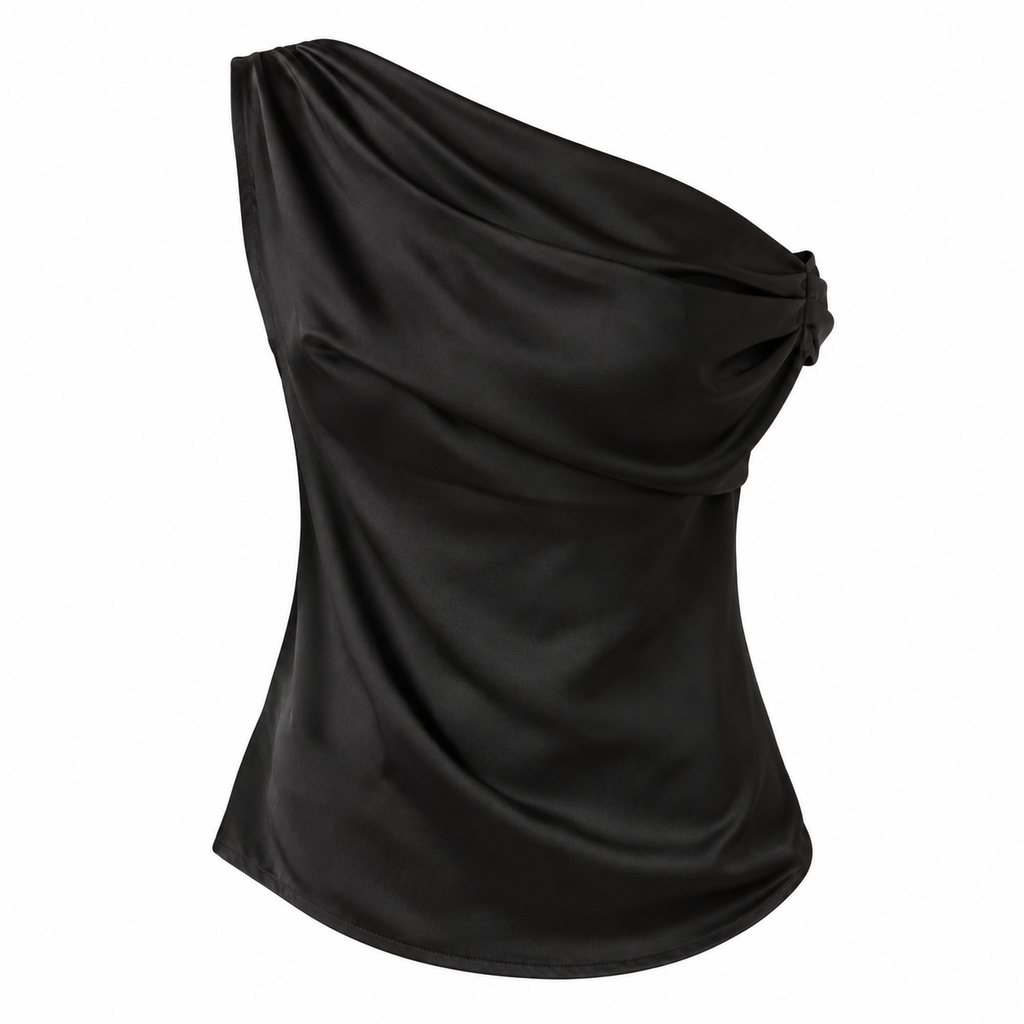 VALENTINA Women's Black Rhodes Draped Cowl Neck Top