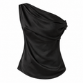 VALENTINA Women's Black Rhodes Draped Cowl Neck Top