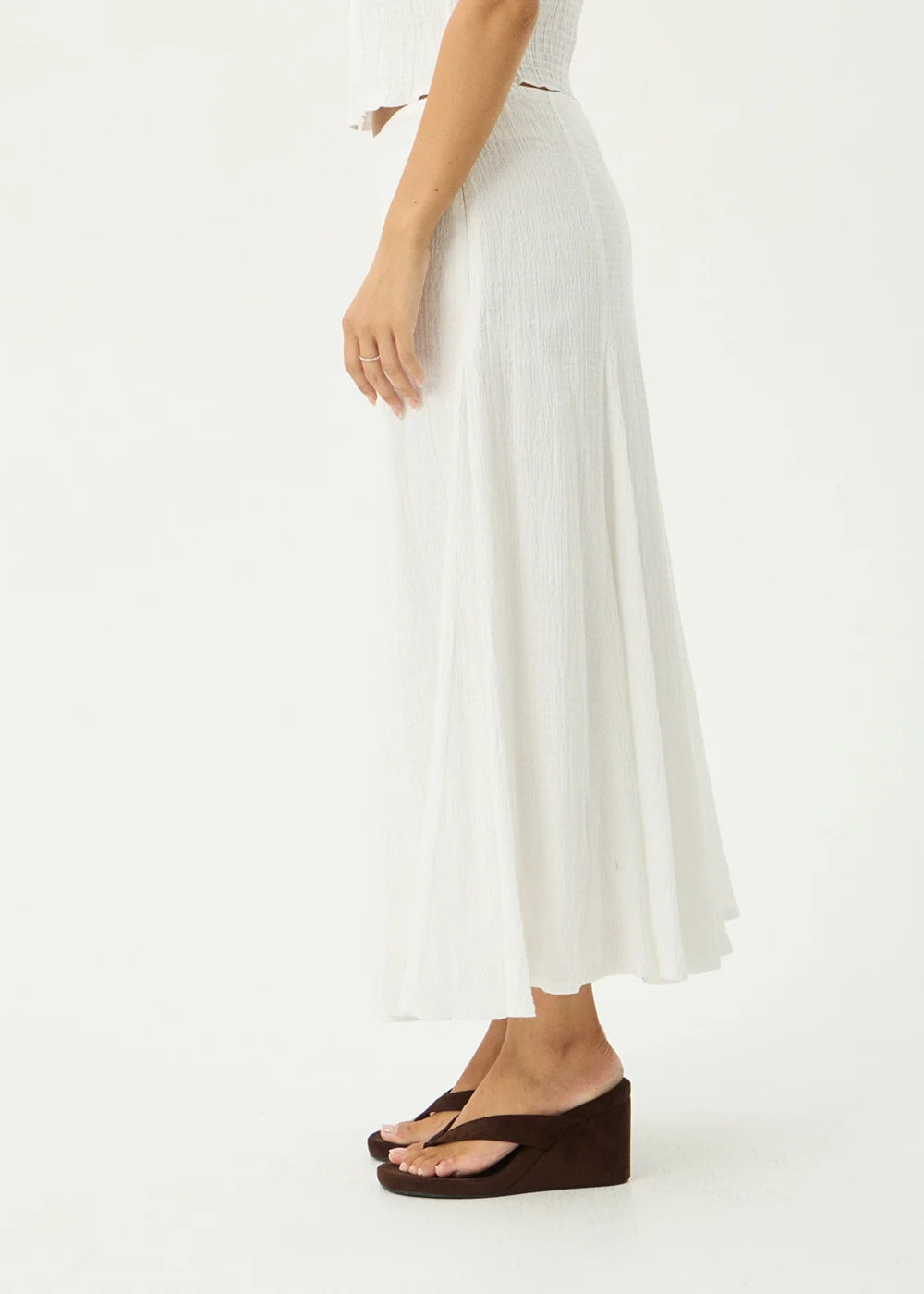 FLORA Women's Off-White Lana Tiered Eyelet Lace Midi Skirt
