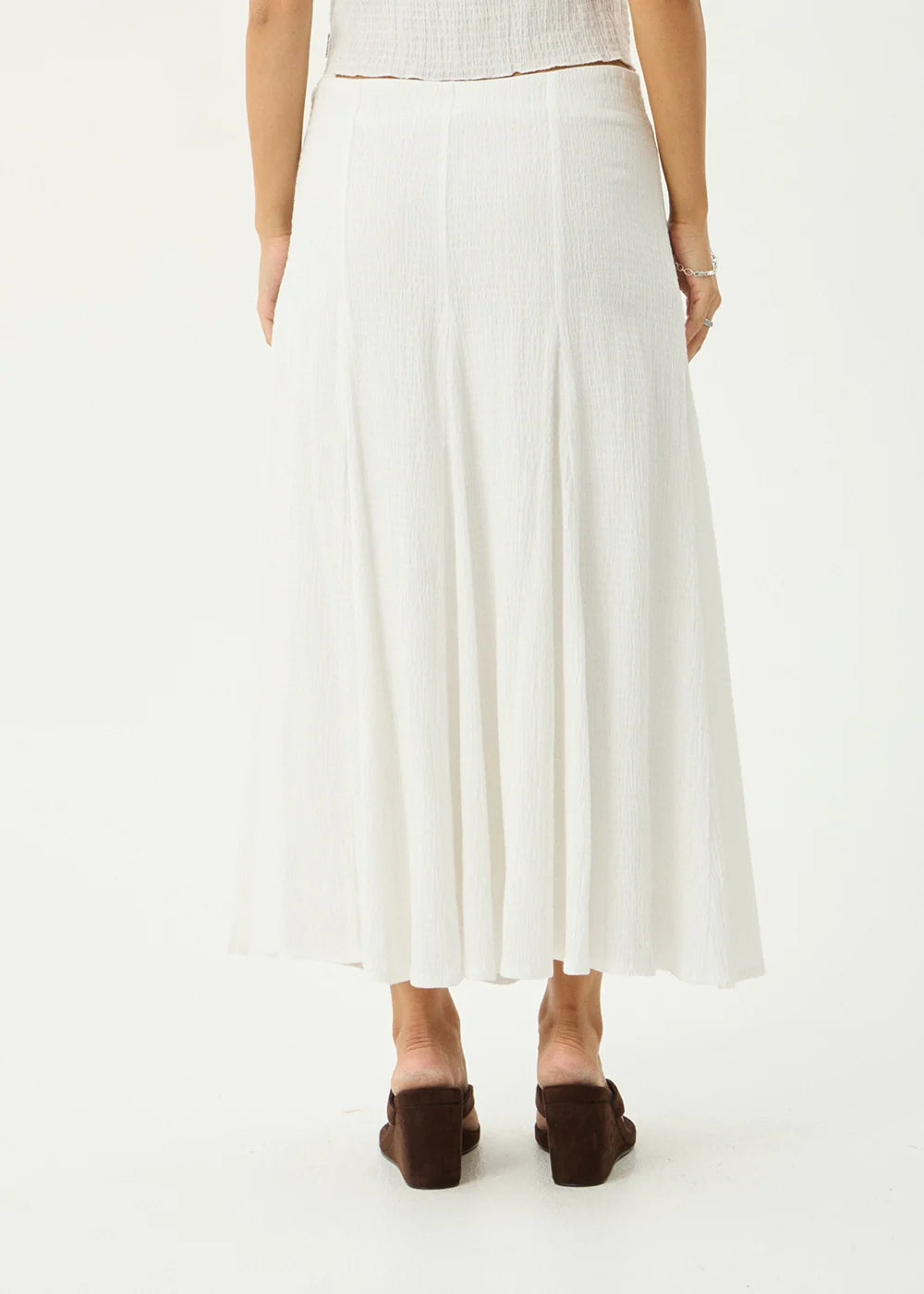 FLORA Women's Off-White Lana Tiered Eyelet Lace Midi Skirt