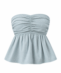 CELESTE Women's Teal Stripe Juni Tate Strapless Tube Top