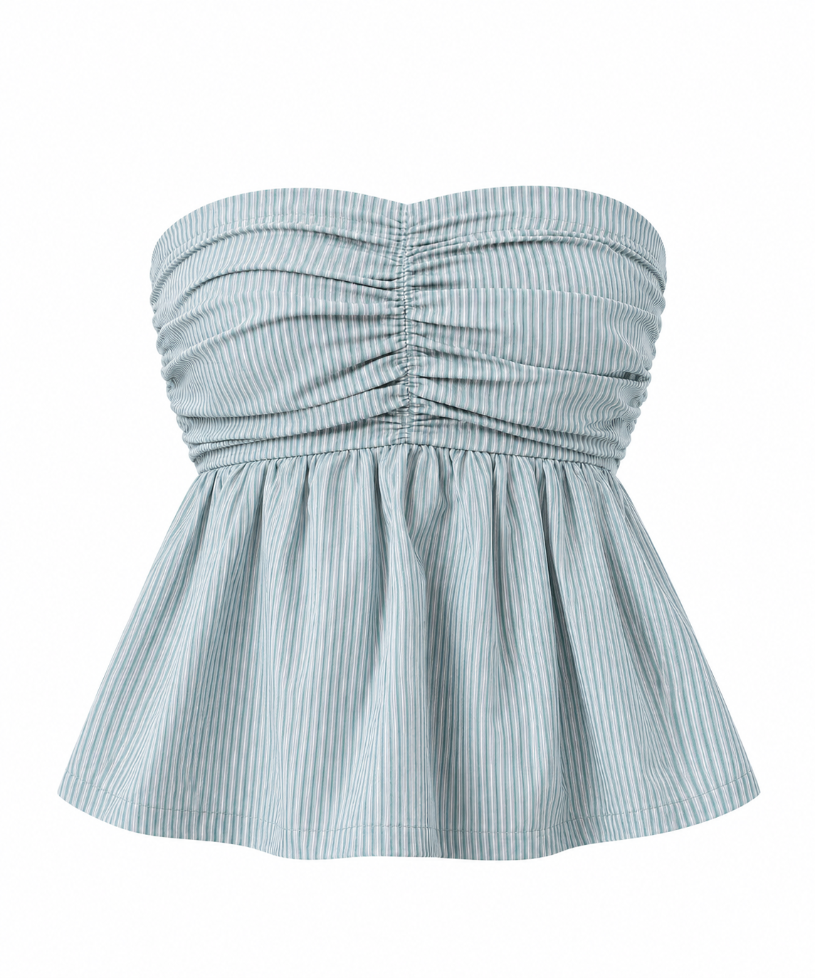 CELESTE Women's Teal Stripe Juni Tate Strapless Tube Top