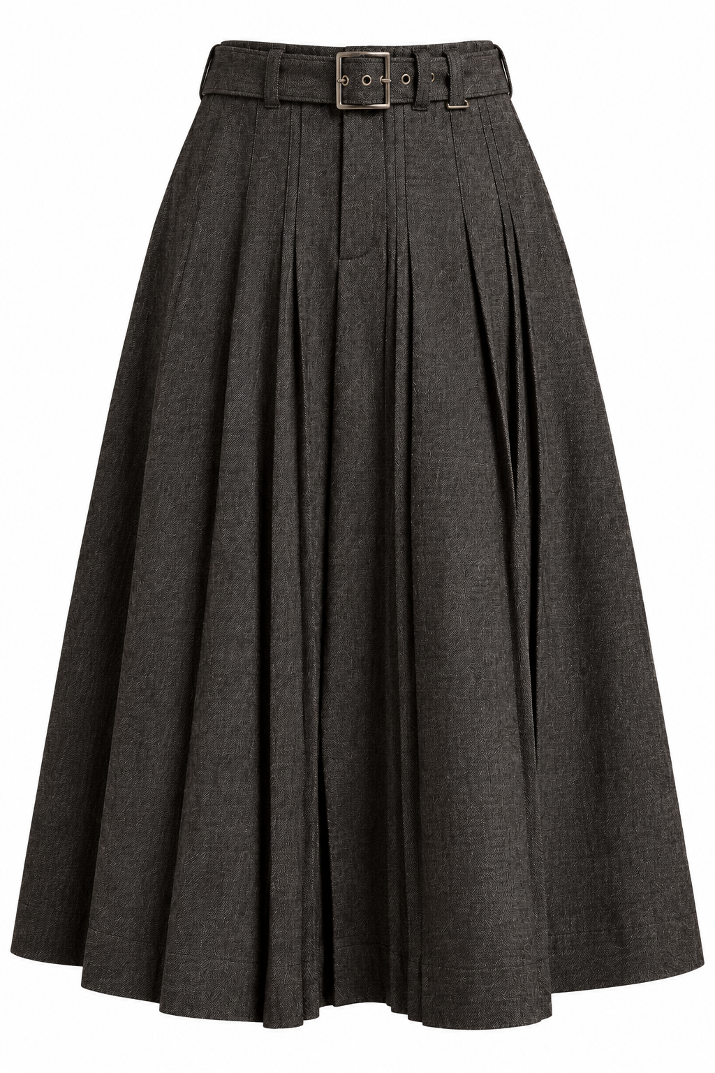CELESTE Women's Grey Herringbone Leisl Pleated Midi Skirt