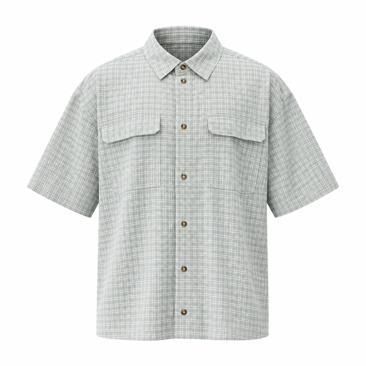 VALENTIN Men's Silver Birch Devon Short Sleeve Button Up Shirt