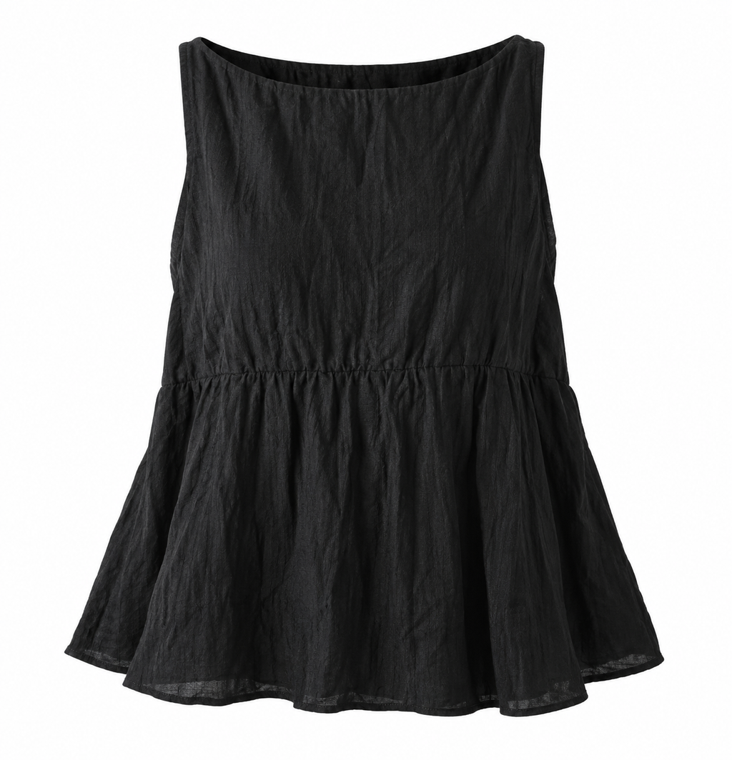 AMÉLIE Women's Crinkle Black Indi Strapless Tube Top