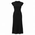VALENTINA Women's Black Elodie High Neck Sleeveless Midi Dress