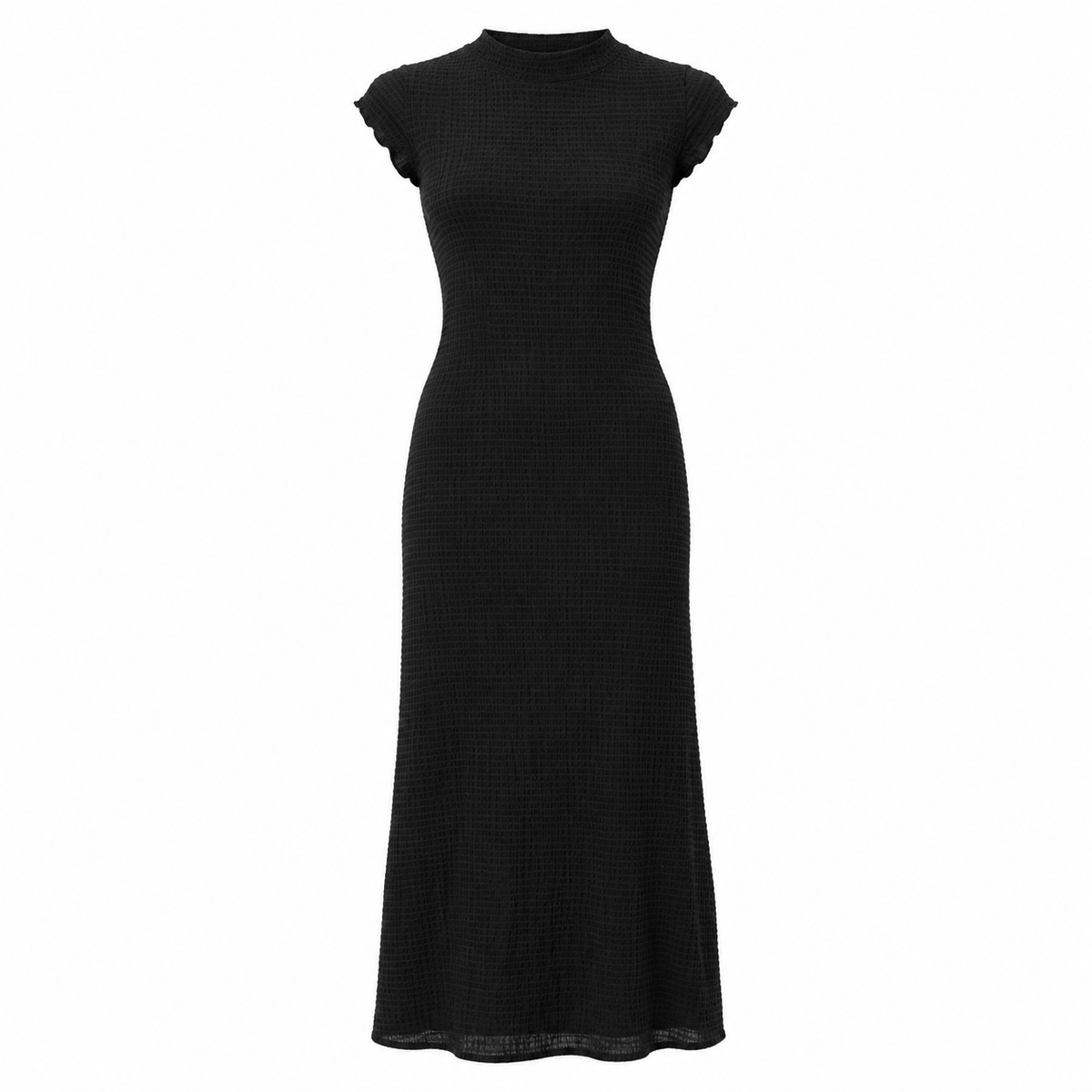 VALENTINA Women's Black Elodie High Neck Sleeveless Midi Dress