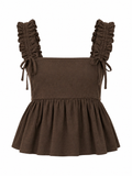 AMÉLIE Women's Coffee Brown Rue Hemp Long Sleeve Top