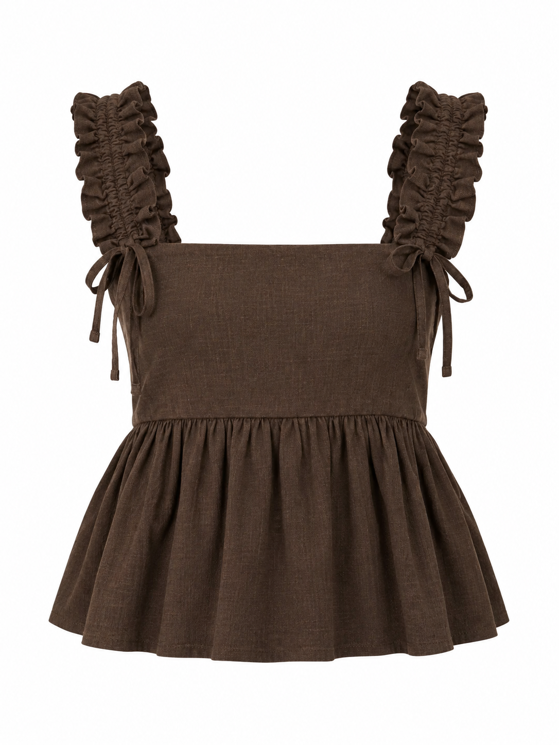 AMÉLIE Women's Coffee Brown Rue Hemp Long Sleeve Top