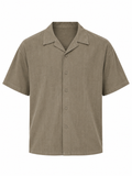 VALENTIN Men's Dust Army Hemp Minimal Thrills Cropped Bowling Shirt