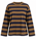 VALENTIN Women's Olive Stripe Scottie Long Sleeve Cotton Tee
