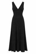 BEATRICE Women's Black Hemp Seersucker Strapless Maxi Dress