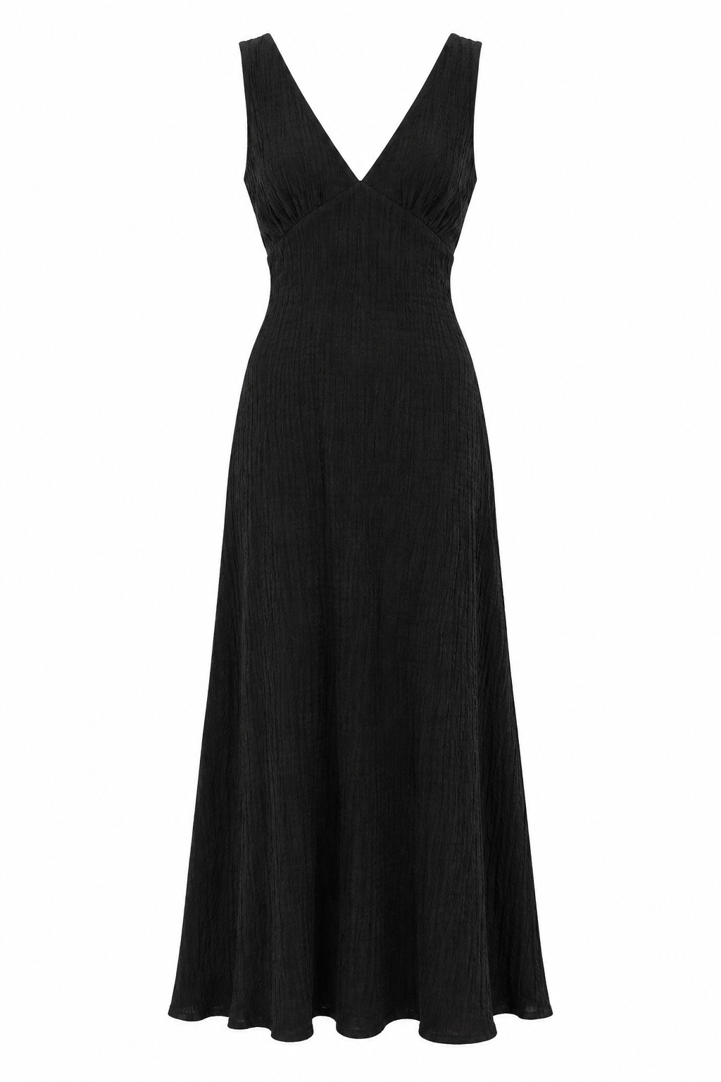 BEATRICE Women's Black Hemp Seersucker Strapless Maxi Dress