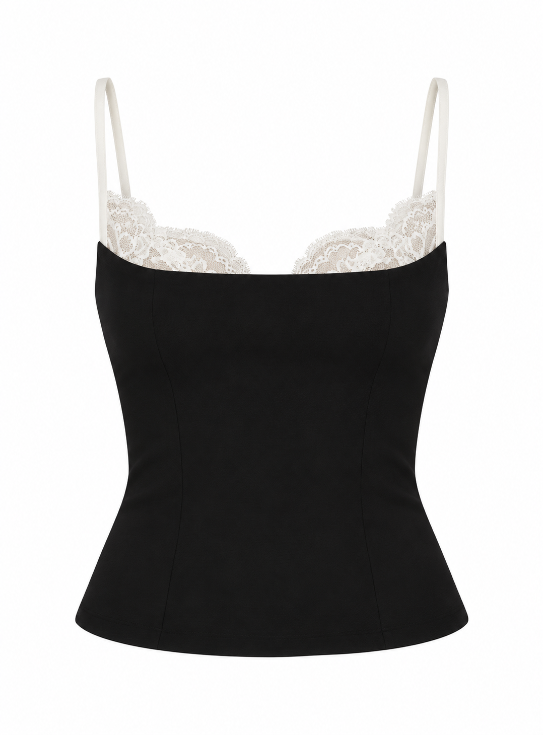 CELESTE Women's Black Renaissance Corset Lace Trim Top