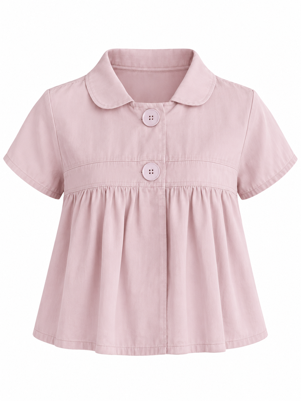 VALENTINA Women's Soft Pink Kaelus Cotton Button Up Shirt