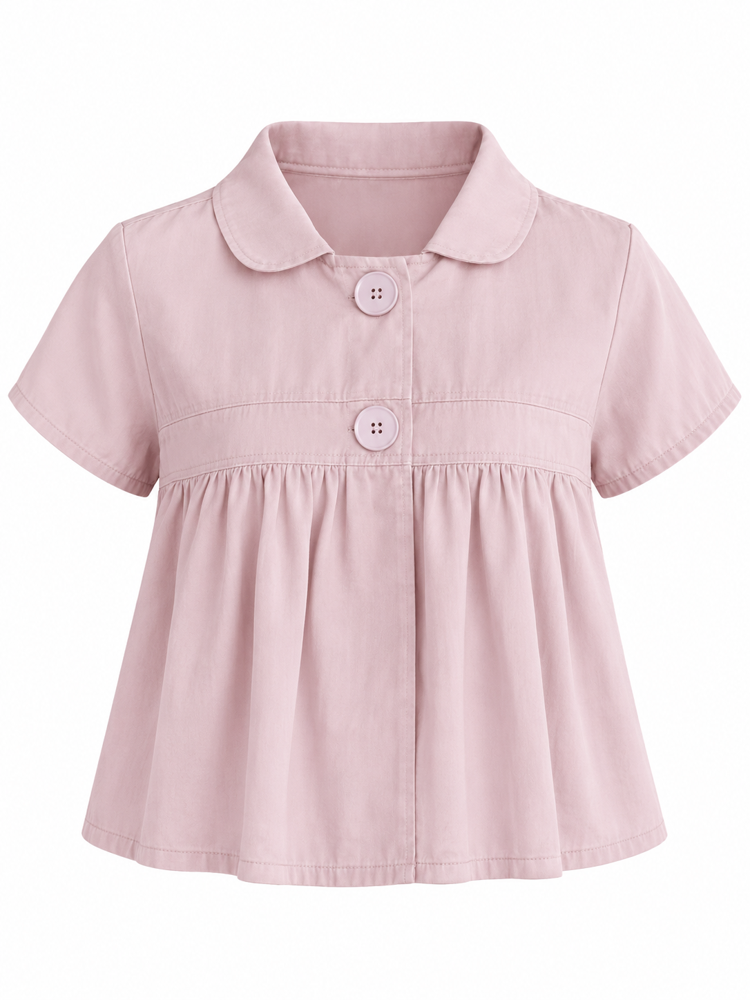 VALENTINA Women's Soft Pink Kaelus Cotton Button Up Shirt