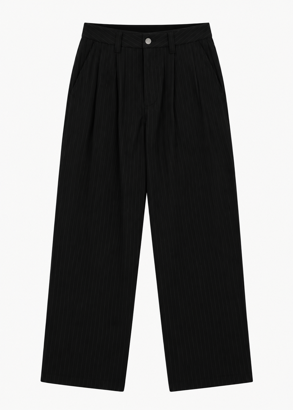 SANTIAGO Men's Black Stripe Business Recycled Pleated Pants