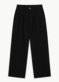 SANTIAGO Men's Black Stripe Business Recycled Pleated Pants