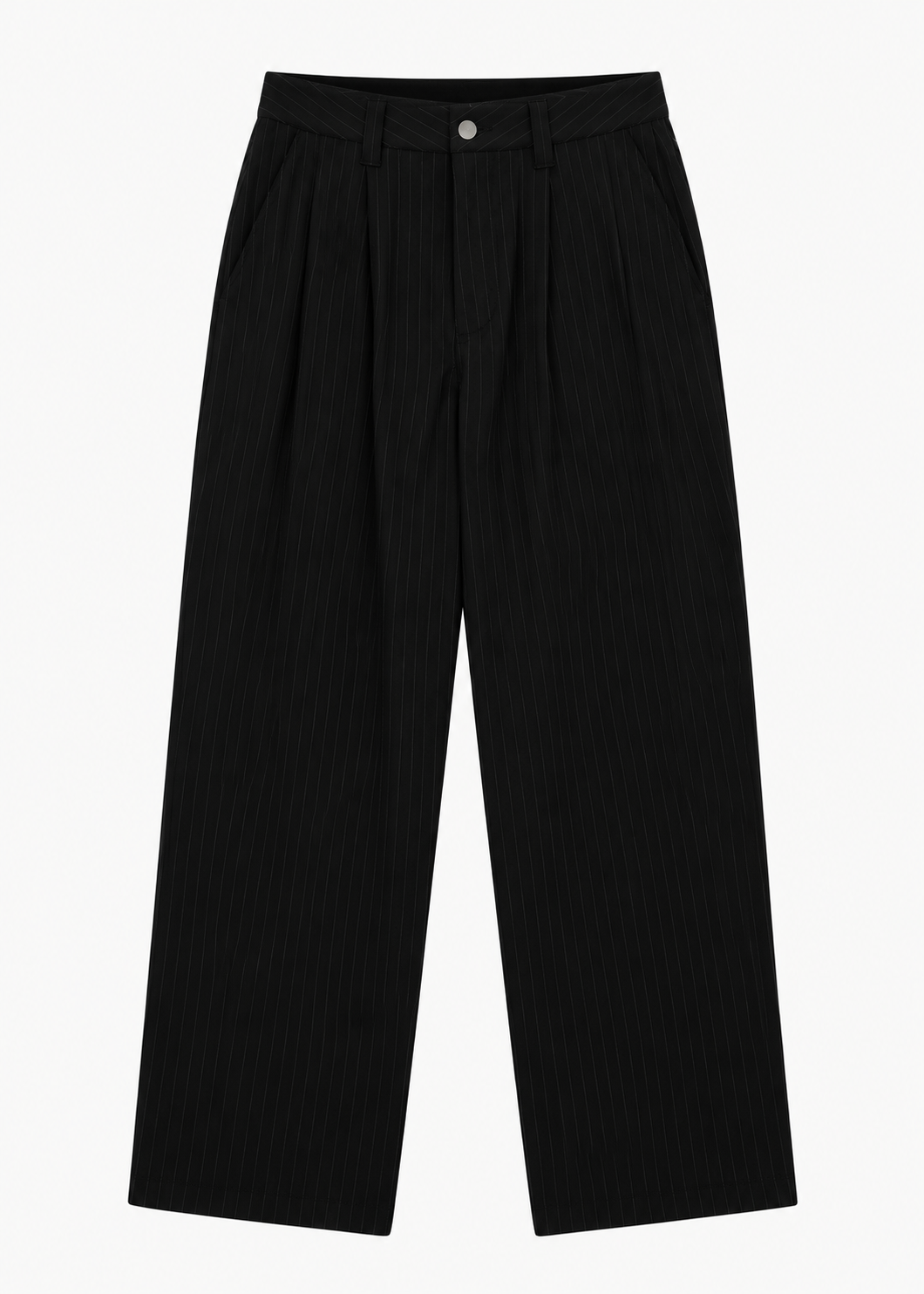 SANTIAGO Men's Black Stripe Business Recycled Pleated Pants