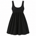 VALENTINA Women's Black Hemp Square Neck Fitted Mini Dress