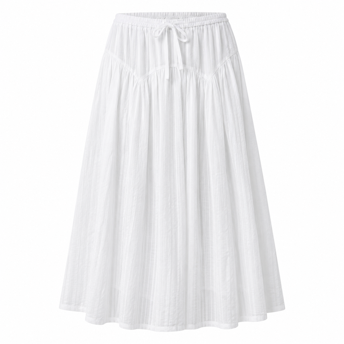 FLORA Women's White Marlow Blanc Tiered Ruffle Midi Skirt