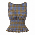 ISADORA Women's Cedar Blue Check Mustang Sleeveless Top