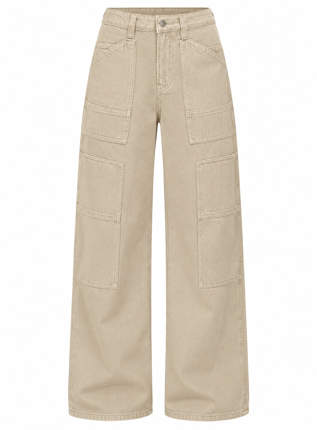 VALENTINA Women's Washed Brown Mistree Mid Rise Baggy Cargo Jeans