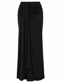 AMÉLIE Women's Black Keerah Ruched High Waist Maxi Skirt