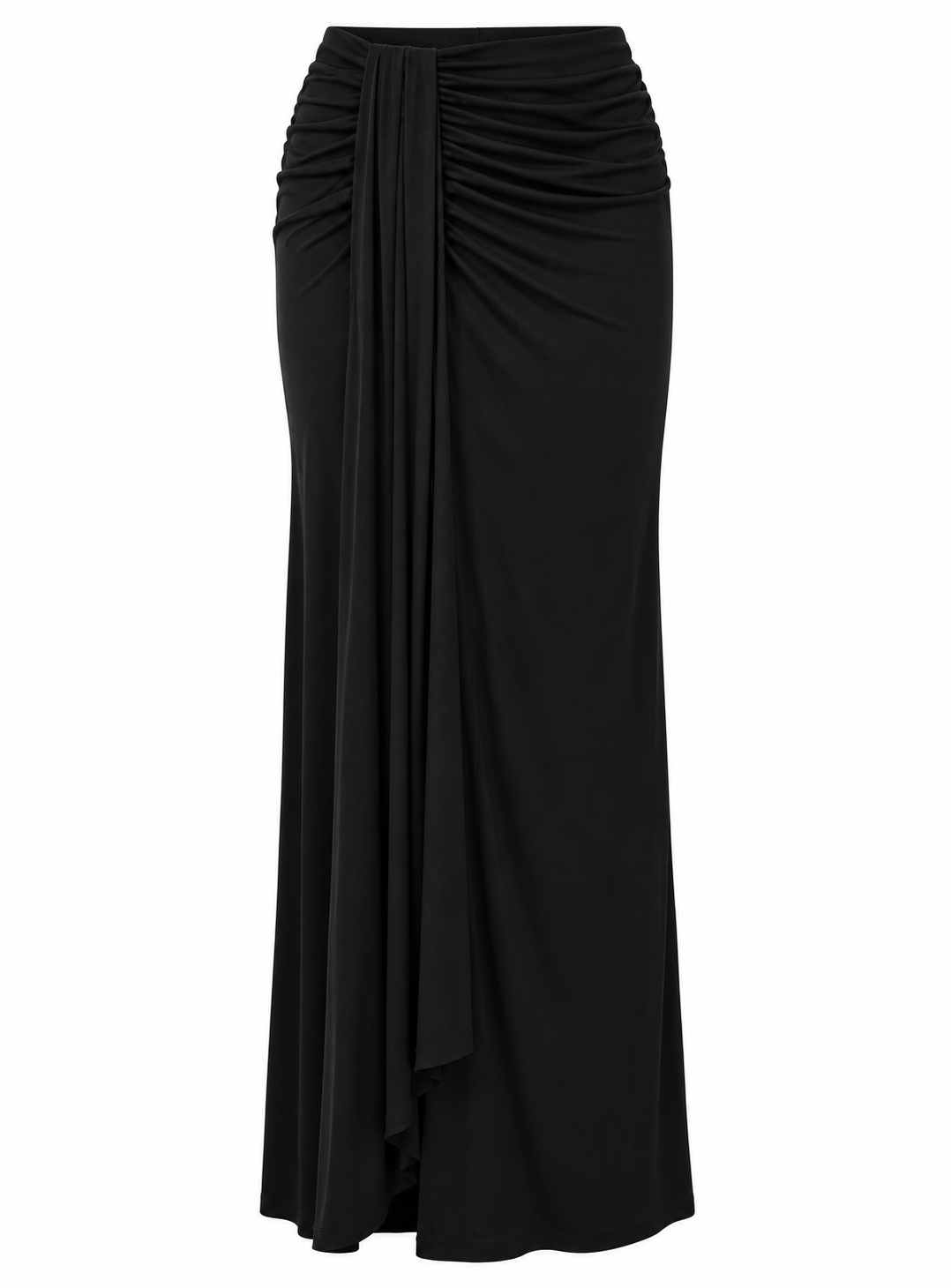 AMÉLIE Women's Black Keerah Ruched High Waist Maxi Skirt