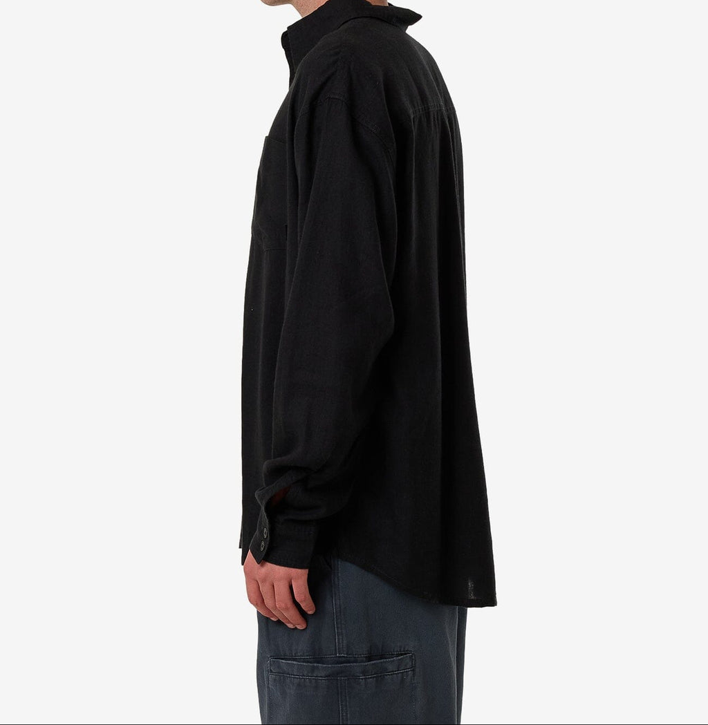 ALEXANDRE Men's Black Hemp Thrills Oversized Long Sleeve Shirt