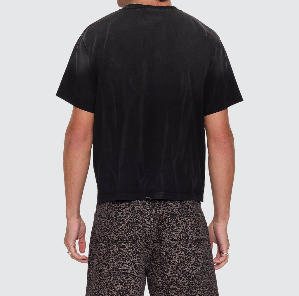 ALEXANDRE Men's Dark Faded Splatter Natural Occurrence Cropped Tee