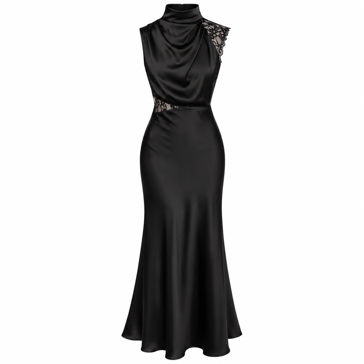 CELESTE Women's Chocolate Brown Halter Neck Lace Maxi Dress